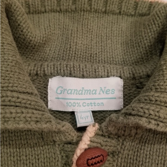 Cute football sweater fits 2-4 yo. Green with football buttons. Like new! - Picture 4 of 5